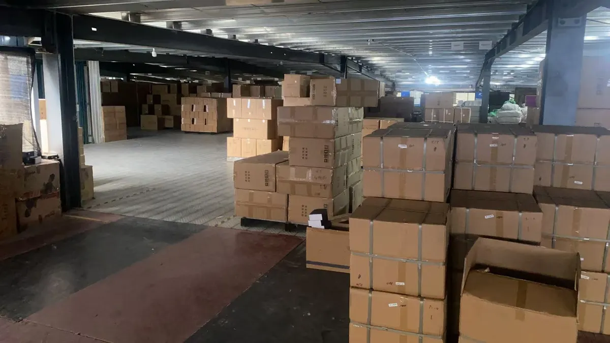 Bulk hose clamp cartons prepared for shipment